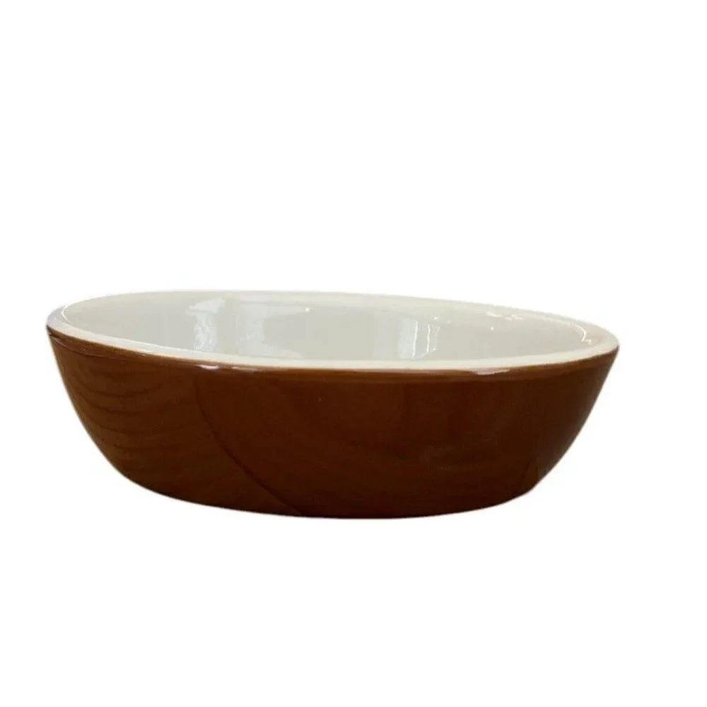 Brown Au gratin Oval Baking Dish Pottery Stoneware Oven Safe Vintage Hall 705
